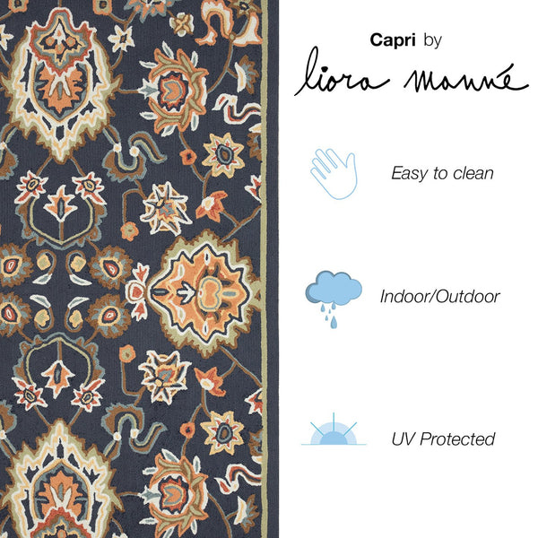 Trans Ocean Liora Manne Capri Petra Indoor/Outdoor Area Rug – Durable, Handmade, Traditional Persian Design Decor Navy Polyester,Acrylic Cap57175733
