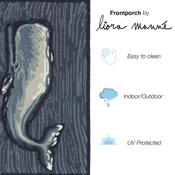 Trans Ocean Liora Manne Frontporch Whale Indoor/Outdoor Mat - Stunning Coastal Design For Modern Spaces Blue Polyester,Acrylic Ftp12471804