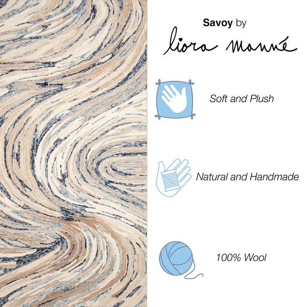 Trans Ocean Liora Manne Savoy Big Wave Indoor Area Rug - Hand-tufted Wool With Contemporary Ocean Design Blue Wool Svy71687003