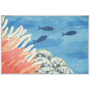 Trans Ocean Liora Impressions Reef Border Indoor Mat - Vibrant Coastal Design For A Mythical Home Atmosphere Blue Polyester Ipr34293404