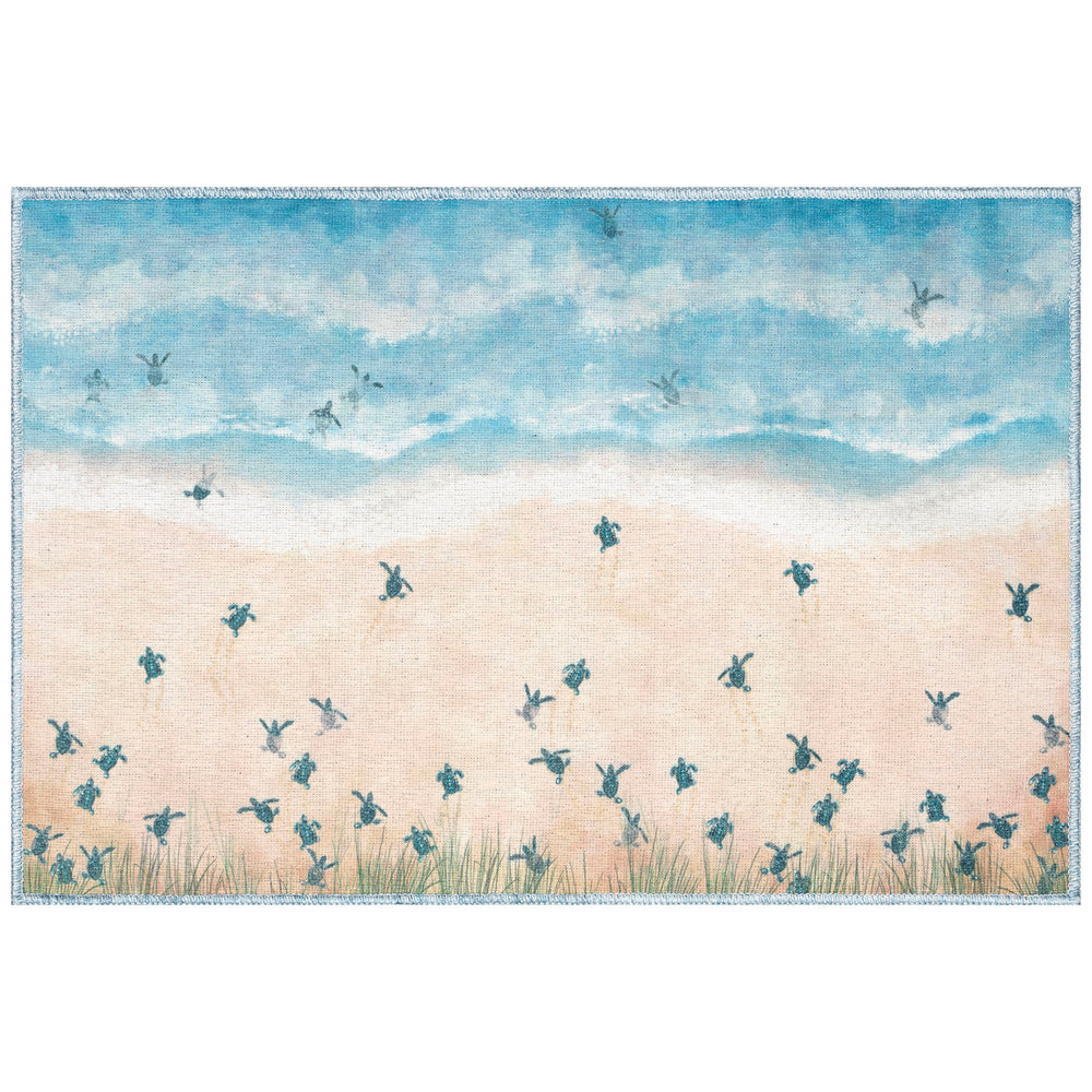 Trans Ocean Liora Manne Impressions Seaturtle Beach Indoor Mat - Charming Coastal Decor For Any Space Natural Polyester Ipr23293512