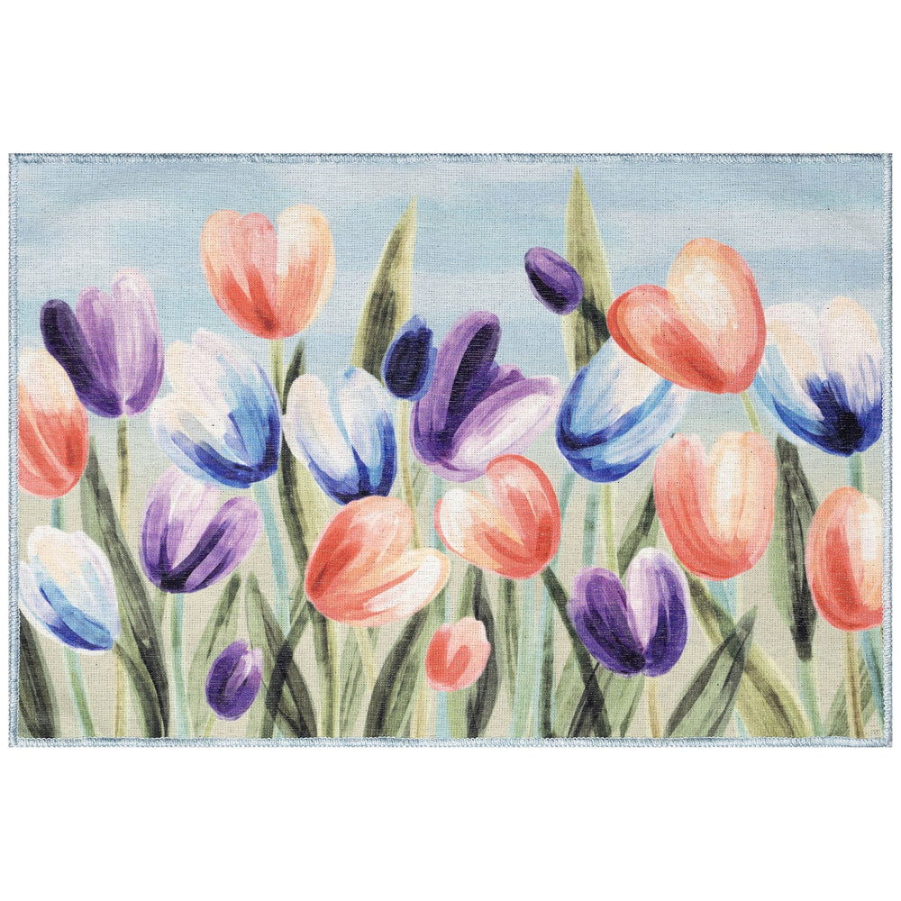 Trans Ocean Liora Manne Impressions Indoor Mat - Colorful Tulip Garden Design For A Vibrant Home Atmosphere Multi Polyester Ipr34293844