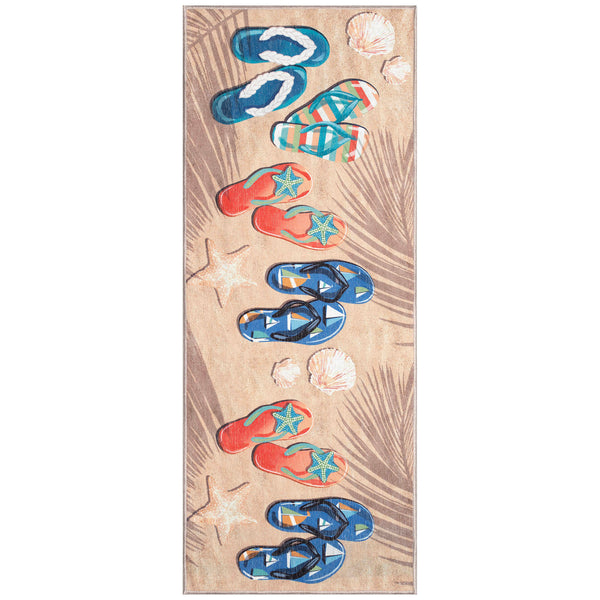 Trans Ocean Liora Manne Impressions Beachside Flip Flops Indoor Mat – Whimsical Coastal Decor For Your Home Natural Polyester Iprr5292712
