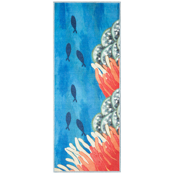Trans Ocean Liora Impressions Reef Border Indoor Mat - Vibrant Coastal Design For A Mythical Home Atmosphere Blue Polyester Iprr5293404