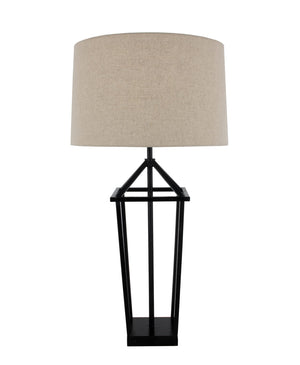 Zeugma Ir926 Elegant Iron Table Lamp With Natural Linen Shade, Perfect For Modern Home Décor And Lighting Black Finish Iron And Linen Fabric Ir926 Black