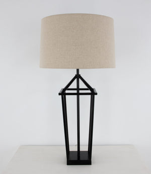 Zeugma Ir926 Elegant Iron Table Lamp With Natural Linen Shade, Perfect For Modern Home Décor And Lighting Black Finish Iron And Linen Fabric Ir926 Black