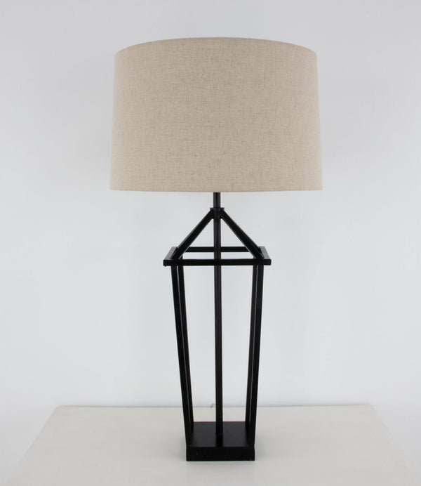 Zeugma Ir926 Elegant Iron Table Lamp With Natural Linen Shade, Perfect For Modern Home Décor And Lighting Black Finish Iron And Linen Fabric Ir926 Black