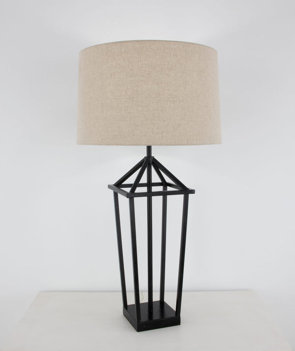 Zeugma Ir926 Elegant Iron Table Lamp With Natural Linen Shade, Perfect For Modern Home Décor And Lighting Black Finish Iron And Linen Fabric Ir926 Black