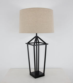 Zeugma Ir926 Elegant Iron Table Lamp With Natural Linen Shade, Perfect For Modern Home Décor And Lighting Black Finish Iron And Linen Fabric Ir926 Black