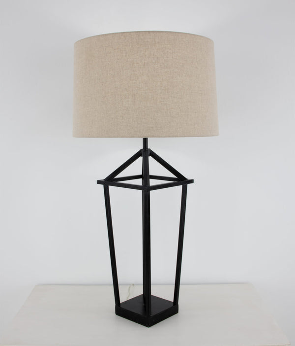 Zeugma Ir926 Elegant Iron Table Lamp With Natural Linen Shade, Perfect For Modern Home Décor And Lighting Black Finish Iron And Linen Fabric Ir926 Black
