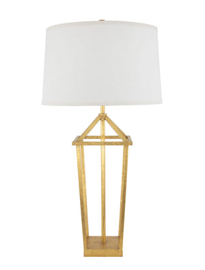 Zeugma Ir926 Elegant Iron Table Lamp With Natural Linen Shade, Perfect For Modern Home Décor And Lighting Gold Leaf Finish Iron And Linen Fabric Ir926 Gold