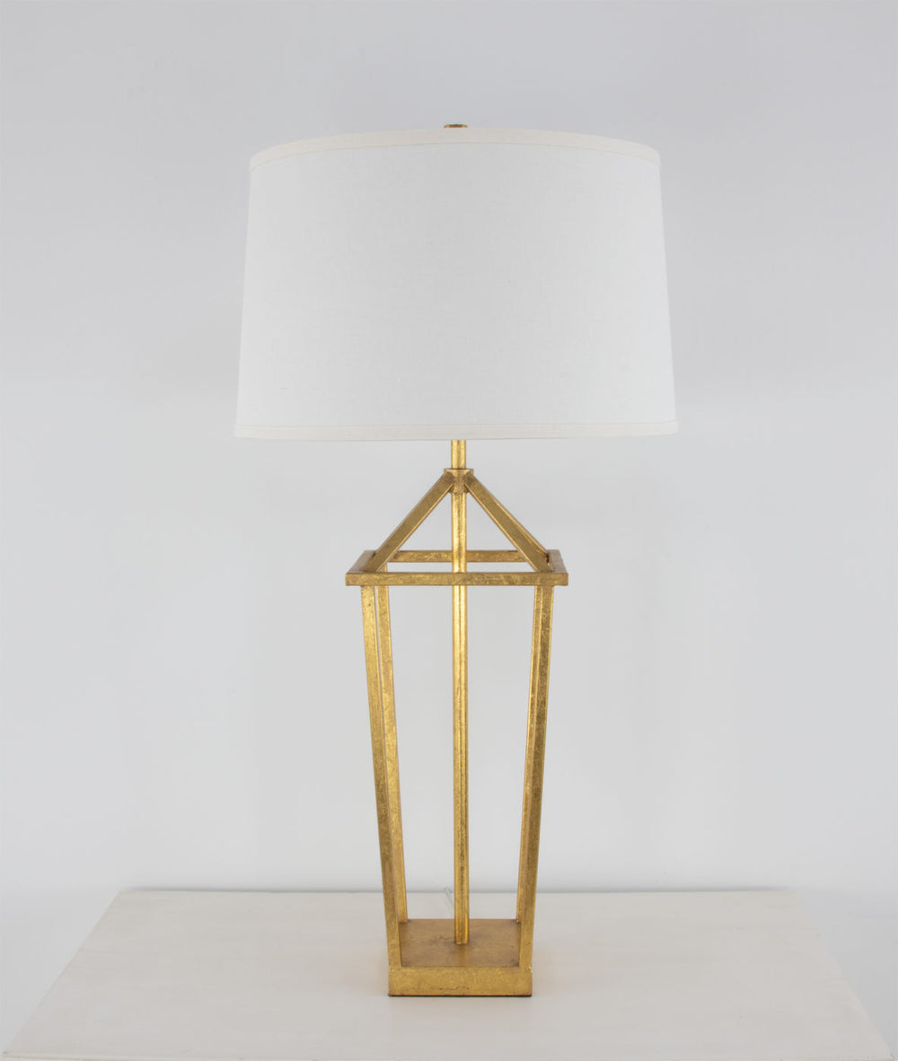 Zeugma Ir926 Elegant Iron Table Lamp With Natural Linen Shade, Perfect For Modern Home Décor And Lighting Gold Leaf Finish Iron And Linen Fabric Ir926 Gold