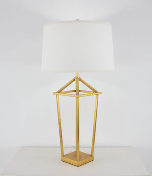 Zeugma Ir926 Elegant Iron Table Lamp With Natural Linen Shade, Perfect For Modern Home Décor And Lighting Gold Leaf Finish Iron And Linen Fabric Ir926 Gold