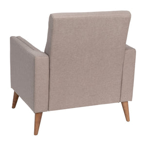 English Elm Conrad Mid-Century Modern Armchair with Tufted Faux Linen Upholstery & Solid Wood Legs for Comfort IS-22271C-TAUPE-GG