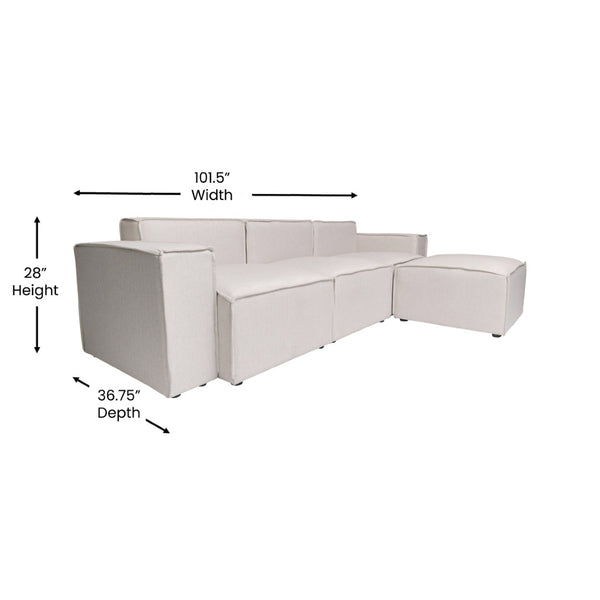English Elm Bridgetown Luxury Modular 4-Piece Sectional Sofa Set – Versatile Comfort and Stylish Design for Any Space Cream IS-IT2231-4PCSEC-CRM-GG