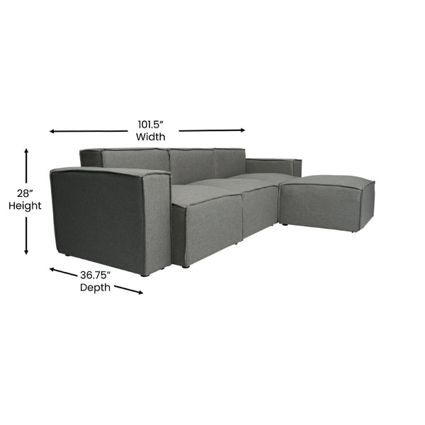 English Elm Bridgetown Luxury Modular 4-Piece Sectional Sofa Set – Versatile Comfort and Stylish Design for Any Space Dark Gray IS-IT2231-4PCSEC-DKGRY-GG