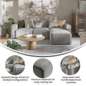 English Elm Bridgetown Luxury Modular 4-Piece Sectional Sofa Set – Versatile Comfort and Stylish Design for Any Space Gray IS-IT2231-4PCSEC-GRY-GG