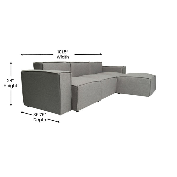 English Elm Bridgetown Luxury Modular 4-Piece Sectional Sofa Set – Versatile Comfort and Stylish Design for Any Space Gray IS-IT2231-4PCSEC-GRY-GG