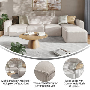 English Elm Bridgetown Luxury Modular 5-Piece Sectional Sofa - Flexible Comfort for Modern Living Spaces Cream IS-IT2231-5PCSEC-CRM-GG