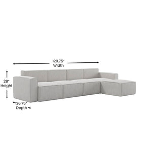 English Elm Bridgetown Luxury Modular 5-Piece Sectional Sofa - Flexible Comfort for Modern Living Spaces Cream IS-IT2231-5PCSEC-CRM-GG