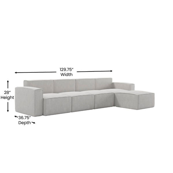 English Elm Bridgetown Luxury Modular 5-Piece Sectional Sofa - Flexible Comfort for Modern Living Spaces Cream IS-IT2231-5PCSEC-CRM-GG