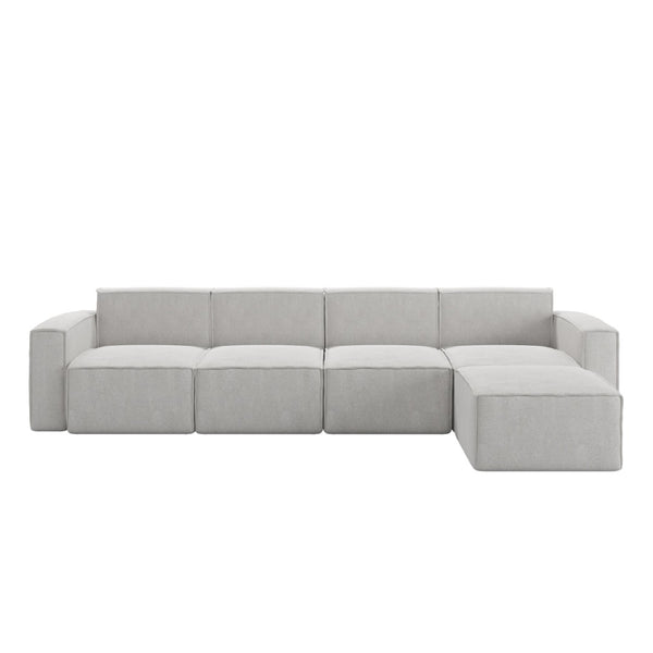 English Elm Bridgetown Luxury Modular 5-Piece Sectional Sofa - Flexible Comfort for Modern Living Spaces Cream IS-IT2231-5PCSEC-CRM-GG