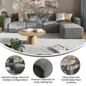 English Elm Bridgetown Luxury Modular 5-Piece Sectional Sofa - Flexible Comfort for Modern Living Spaces Dark Gray IS-IT2231-5PCSEC-DKGRY-GG