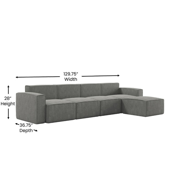 English Elm Bridgetown Luxury Modular 5-Piece Sectional Sofa - Flexible Comfort for Modern Living Spaces Dark Gray IS-IT2231-5PCSEC-DKGRY-GG