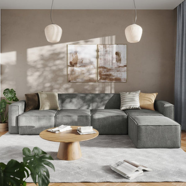 English Elm Bridgetown Luxury Modular 5-Piece Sectional Sofa - Flexible Comfort for Modern Living Spaces Dark Gray IS-IT2231-5PCSEC-DKGRY-GG