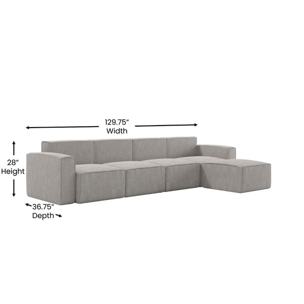 English Elm Bridgetown Luxury Modular 5-Piece Sectional Sofa - Flexible Comfort for Modern Living Spaces Gray IS-IT2231-5PCSEC-GRY-GG