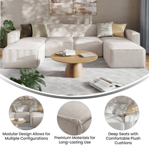 English Elm Bridgetown Luxury Modular 6-Piece Sectional Sofa - Versatile Comfort for Modern Living Spaces Cream IS-IT2231-6PCSEC-CRM-GG