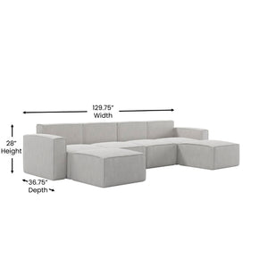English Elm Bridgetown Luxury Modular 6-Piece Sectional Sofa - Versatile Comfort for Modern Living Spaces Cream IS-IT2231-6PCSEC-CRM-GG