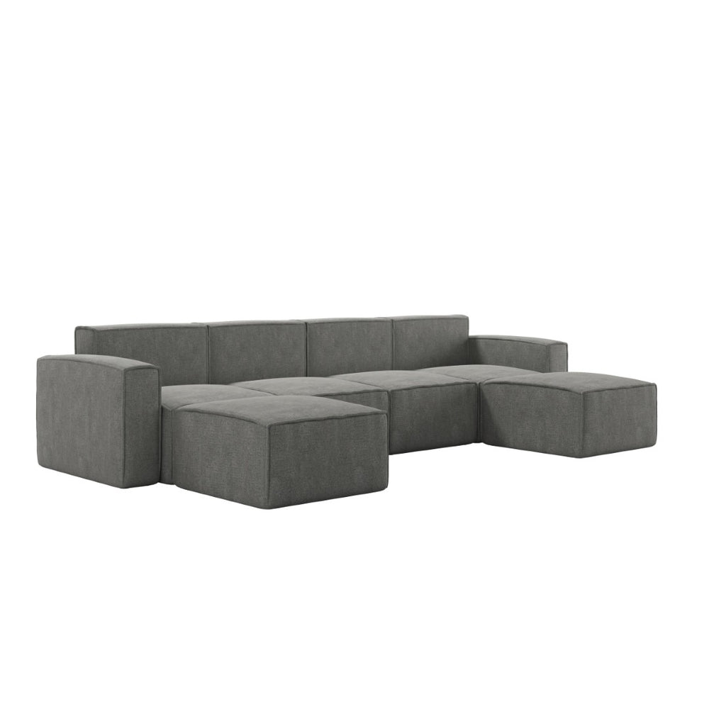 English Elm Bridgetown Luxury Modular 6-Piece Sectional Sofa - Versatile Comfort for Modern Living Spaces Dark Gray IS-IT2231-6PCSEC-DKGRY-GG