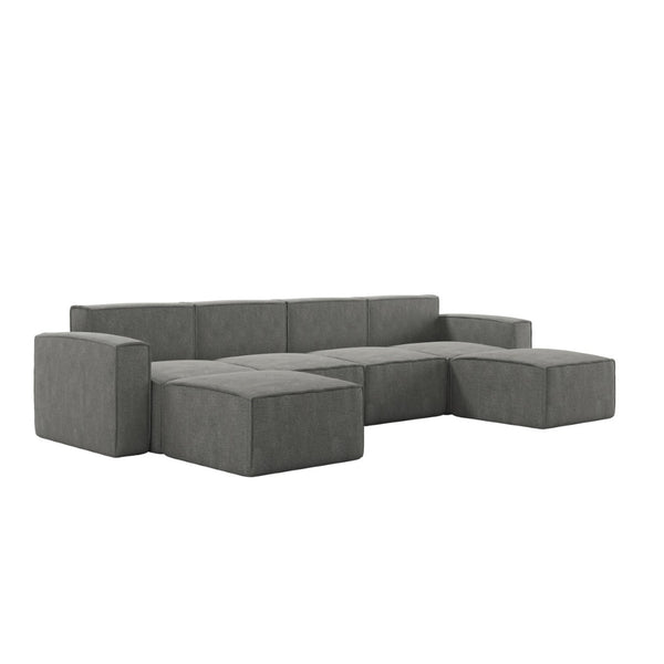 English Elm Bridgetown Luxury Modular 6-Piece Sectional Sofa - Versatile Comfort for Modern Living Spaces Dark Gray IS-IT2231-6PCSEC-DKGRY-GG