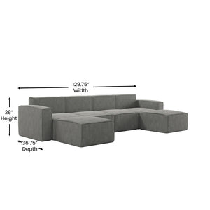 English Elm Bridgetown Luxury Modular 6-Piece Sectional Sofa - Versatile Comfort for Modern Living Spaces Dark Gray IS-IT2231-6PCSEC-DKGRY-GG