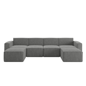 English Elm Bridgetown Luxury Modular 6-Piece Sectional Sofa - Versatile Comfort for Modern Living Spaces Dark Gray IS-IT2231-6PCSEC-DKGRY-GG