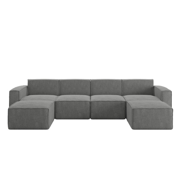 English Elm Bridgetown Luxury Modular 6-Piece Sectional Sofa - Versatile Comfort for Modern Living Spaces Dark Gray IS-IT2231-6PCSEC-DKGRY-GG