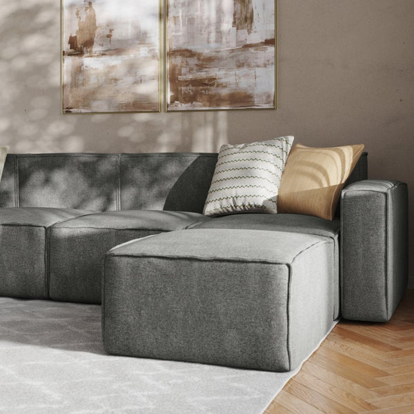 English Elm Bridgetown Luxury Modular 6-Piece Sectional Sofa - Versatile Comfort for Modern Living Spaces Dark Gray IS-IT2231-6PCSEC-DKGRY-GG