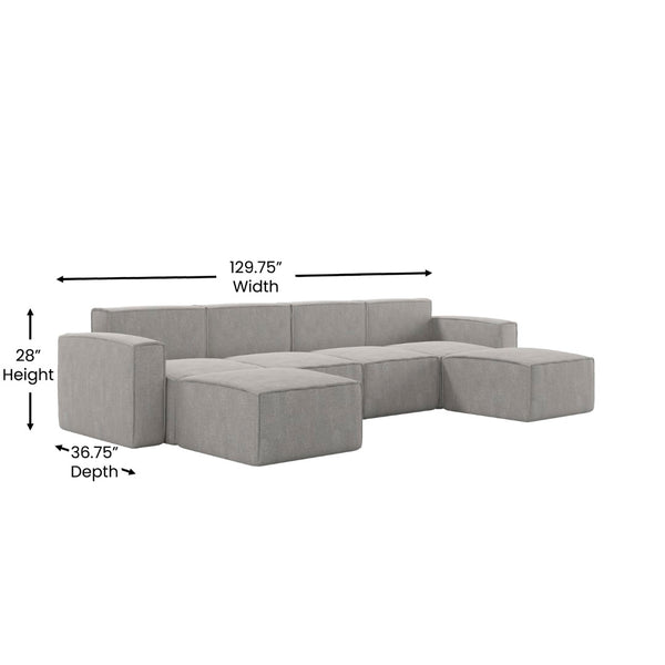 English Elm Bridgetown Luxury Modular 6-Piece Sectional Sofa - Versatile Comfort for Modern Living Spaces Gray IS-IT2231-6PCSEC-GRY-GG