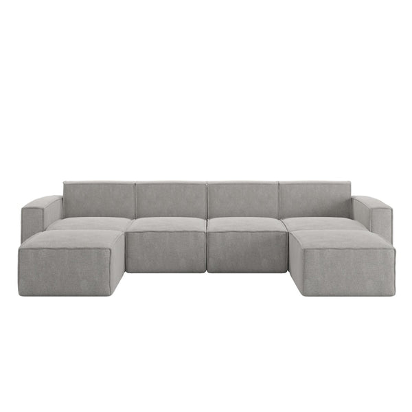 English Elm Bridgetown Luxury Modular 6-Piece Sectional Sofa - Versatile Comfort for Modern Living Spaces Gray IS-IT2231-6PCSEC-GRY-GG