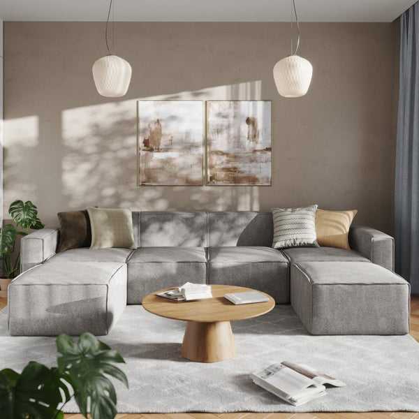 English Elm Bridgetown Luxury Modular 6-Piece Sectional Sofa - Versatile Comfort for Modern Living Spaces Gray IS-IT2231-6PCSEC-GRY-GG