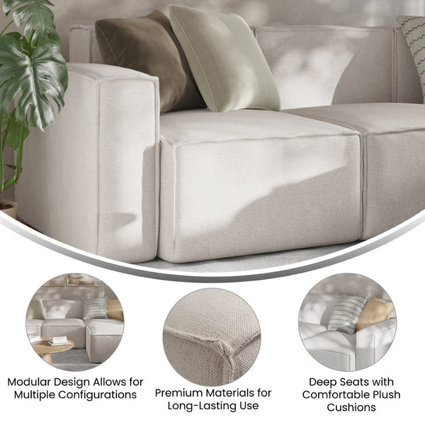 English Elm Bridgetown Luxury Modular Sectional Sofa Left Side Chair - Elegant Comfort for Modern Spaces Cream IS-IT2231-LC-CRM-GG