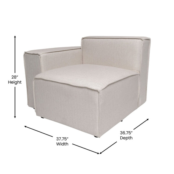 English Elm Bridgetown Luxury Modular Sectional Sofa Left Side Chair - Elegant Comfort for Modern Spaces Cream IS-IT2231-LC-CRM-GG