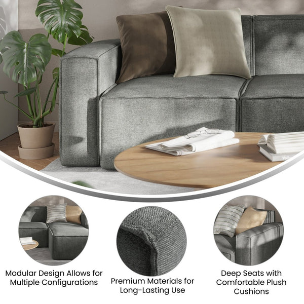 English Elm Bridgetown Luxury Modular Sectional Sofa Left Side Chair - Elegant Comfort for Modern Spaces Dark Gray IS-IT2231-LC-DKGRY-GG