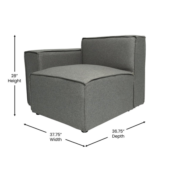 English Elm Bridgetown Luxury Modular Sectional Sofa Left Side Chair - Elegant Comfort for Modern Spaces Dark Gray IS-IT2231-LC-DKGRY-GG