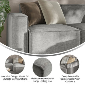 English Elm Bridgetown Luxury Modular Sectional Sofa Left Side Chair - Elegant Comfort for Modern Spaces Gray IS-IT2231-LC-GRY-GG