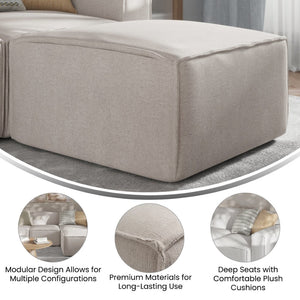 English Elm Bridgetown Luxury Modular Ottoman Seat - Versatile Contemporary Design for Stylish Living Spaces Cream IS-IT2231-OT-CRM-GG