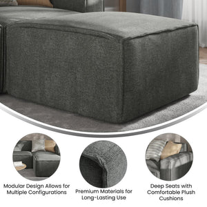 English Elm Bridgetown Luxury Modular Ottoman Seat - Versatile Contemporary Design for Stylish Living Spaces Dark Gray IS-IT2231-OT-DKGRY-GG