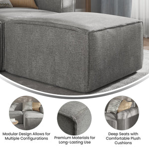 English Elm Bridgetown Luxury Modular Ottoman Seat - Versatile Contemporary Design for Stylish Living Spaces Gray IS-IT2231-OT-GRY-GG