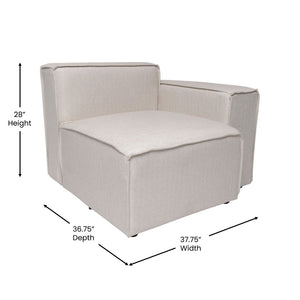 English Elm Bridgetown Luxury Modular Right-Side Sectional Chair with Armrest - Stylish, Comfortable Design Cream IS-IT2231-RC-CRM-GG